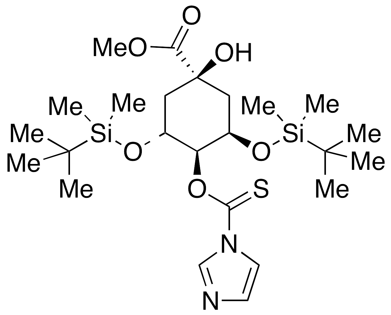 (1a,3R,4a,5R)-3,5-Bis[[(1,1-dimethylethyl)dimethylsilyl]oxy]-1-hydroxy-4-(1H-imidazol-1-ylthioxomethoxy)-cyclohexanecarboxylic Acid Methyl Ester