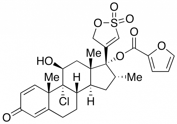 (11b,16a,17a)-9-Chloro-17-(2,2-dioxido-5H-1,2-oxathiol-4-yl)-17-[(2-furanylcarbonyl)oxy]-11-hydroxy-16-methyl-androsta-1,4-dien-3-one