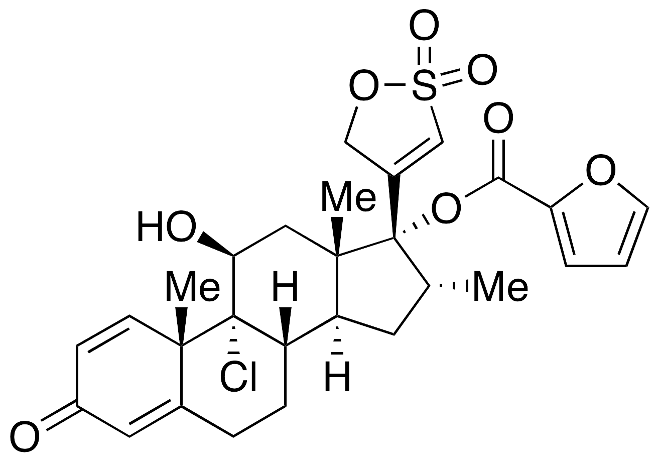 (11b,16a,17a)-9-Chloro-17-(2,2-dioxido-5H-1,2-oxathiol-4-yl)-17-[(2-furanylcarbonyl)oxy]-11-hydroxy-16-methyl-androsta-1,4-dien-3-one